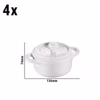 (4) STAUB| Ceramic Mini Cocotte Set, Round – Ivory White - Ø 100 mm - 0.20 L Each