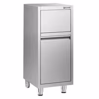Commercial Waste bin - Push-top bin - 940(H)x400(W)x500(D)mm - with rear wheels - soft-close & without upstand - Stainless steel