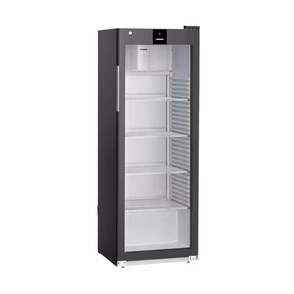 LIEBHERR | Szafa chłodnicza PERFORMANCE – 347 L – od +1 do +15 °C – z wnętrzem z tworzywa sztucznego i 1 drzwiami szklanymi – czarna