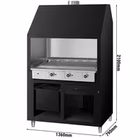 Commercial Gas Chargrill BERLIN - 1360mm - 790mm Deep - Cast-Iron Cooking Grids - Black - 6 Grill Grids