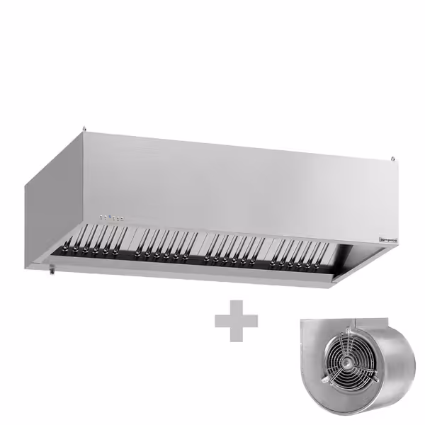 Commercial Wall-Mounted Extractor Hood with Motor – 1800mm – with Speed Controller, Baffle Filters & LED Lighting