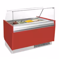 Ice Cream Display Freezer | LIAM - 1560mm - with LED lighting - for 13 x 5 litres Napoli pans - Static cooling - Red