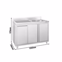 Sudoper s ormarićem ECO - inox - 1200 x 700 mm - s košem za otpatke - s 1 koritom - korito desno