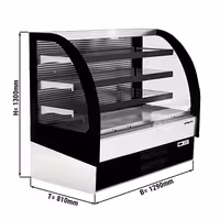 Commercial multideck display fridge - Open front - 1250mm - 365L - with 3 shelves - solid rear - incl. night blind