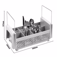 CAMBRO | CAMRACK® – Bestickkorg 1/2 – 8 fack – 500x500 mm – Grå