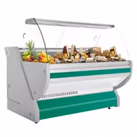 Masný pult - 1700 mm - Zelený- Se světlem a osvětleným předním panelem