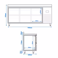 Aukstuma galds PREMIUM PLUS - 1960x600 mm - 385 l - ar 6 atvilktnēm - Ar apmali