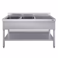 Sudoper ECO - 1600x600 mm - s donjom policom - s 2 koritima - korita lijevo
