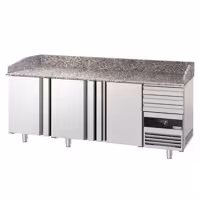 Stół chłodniczy do pizzy PREMIUM – 2150 x 800 mm – z 3 drzwiami i 3 szufladami