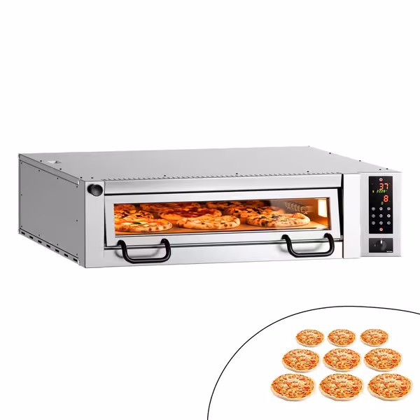 Electric Deck Pizza Oven Power - Single Deck - Refractory Stone Deck - 9 x Ø 34cm (13.4") - Touchscreen Controls