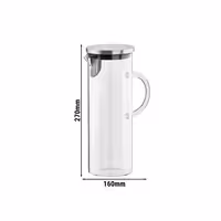 (6 adet) Cam Sürahi - 1,5L - Cam - Süzgeçli kapak - Şeffaf