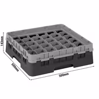 CAMBRO | CAMRACK® - Košara za pranje čaša 1/1 - 36 odjeljaka - Sa 1 produžetkom - 500x500 mm - Crna boja