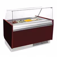 Ice Cream Display Freezer | LIAM - 1560mm - Static cooling - with LED lighting - for 13+13 x 5 litres Napoli pans - Granatrot