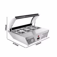 Countertop refrigerated display case - 67L - 765mm - Double glazing - square - for 8x GN 1/6 or 4x GN 1/3