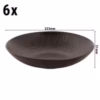 (6 adet) RUST - Çukur Tabak Yuvarlak - Steinzeug, Ø220mm, Kahverengi