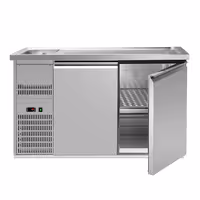 Direct Draw Beer Dispenser / Kegerator - 2 Stainless Doors PREMIUM – 1 sink left - 1550×700 mm