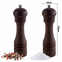 (6 Stück) Salz- & Pfeffermühlen - ETERNAL - Holz - Höhe: 230mm - Braun