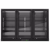 Commercial Back Bar Cooler - 1350mm - 320L - with 3 glass hinged doors - Black