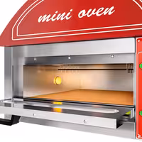 Electric Deck Pizza Oven - Single Deck - 1 - Ø 34cm (13.4") - 230V Single Phase - Mechanical Controls - Red - up to 280°C