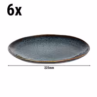 (6 pcs) ECCENTRIC | Plate - flat - Stoneware - Ø220mm - Petrol Blue