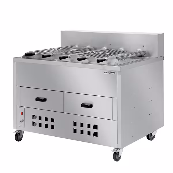 Faszenes grill - 1 200 mm - 5 nyárssal - rozsdamentes acél
