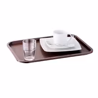 (6 pcs) FAST FOOD Tray - FAST FOOD - Polypropylene - 410x305mm - Height: 25mm - Brown - non-slip surface