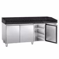 Commercial Pizza Prep Counter - Granite Top PREMIUM - 2025x800mm - with 3 doors