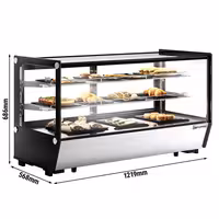 Countertop display fridge - 200L - 1219mm - Double glazing - square - with 2 adjustable chrome shelves - rear sliding glass doors