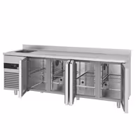 Rashladni pult PREMIUM - 2360x720 mm - 540 l - Ventilirano hlađenje - s 4 vrata - s 1 korita - Leđni podignuti rub