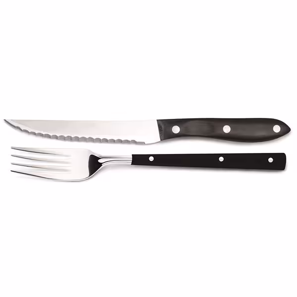(12 pcs) 12-Piece Steak Knife & Fork Set - Stainless steel - 120mm - Mirror