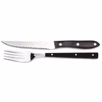 (12 pcs) 12-Piece Steak Knife & Fork Set - Stainless steel - 120mm - Mirror