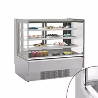 Commercial cake display fridge - 274L - 978mm - Double glazing - with 3 adjustable shelves - rear sliding doors