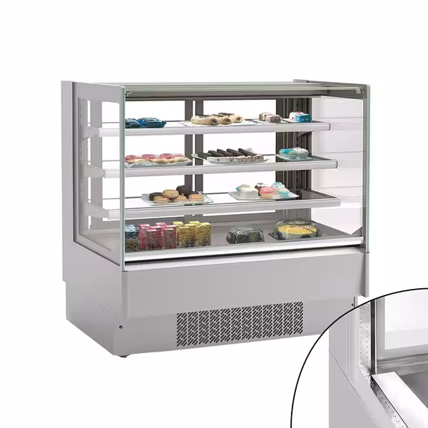 Commercial cake display fridge - 274L - 978mm - Double glazing - with 3 adjustable shelves - rear sliding doors