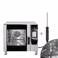 Commercial Electric Combi Oven - Touchscreen Controls - 4x GN 1/1 - incl. Automatic washing system, Core temperature probe, Direct steam injection, Wi‑Fi & USB - 7" TFT touchscreen
