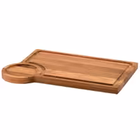 (6 pcs) Serving Board - OAK - 6-piece set - incl. ramekin recess - oak wood - 370x250mm