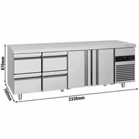 Rashladni pult PREMIUM - 2330x700 mm - 632 l - Ventilirano hlađenje - s 2 vrata - s 4 ladica