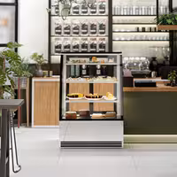Commercial cake display fridge - 304L - 900mm - Double glazing - with 3 glass shelves - rear sliding doors, 2 glass doors - for patisserie