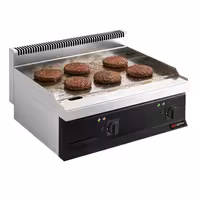 Plancha eléctrica Fry top - placa de cromo duro - 8,0 kW - Liso - Superficie de cocción: 795x535mm