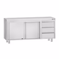خزانة قاعدية ستانلس ستيل KOPENHAGEN ECO - 1800x700mm - وحدة أدراج 3 يسار/يمين، و2 أبواب مفصلية