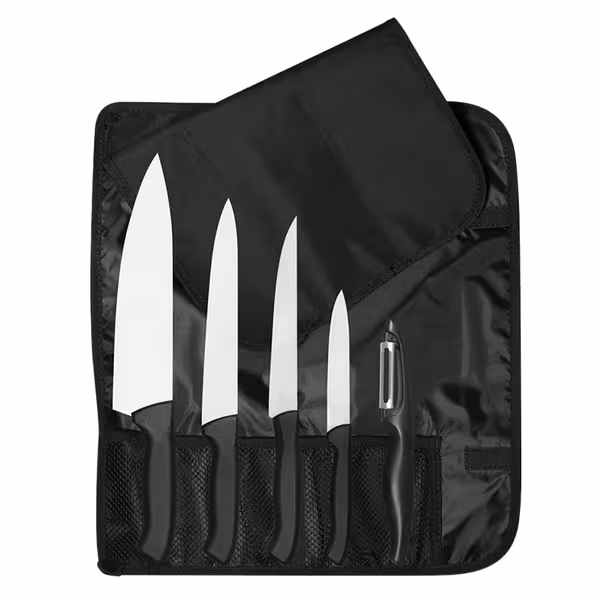 Set cuțite de bucătărie Ecco cu husă tip rulou - 5 piese - oțel inoxidabil