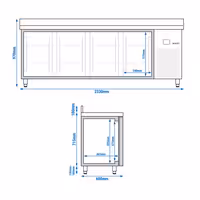 Commercial Counter Fridge PREMIUM - 2330x600mm - with 4 doors - capacity 510 litres