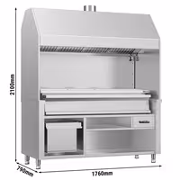 Charcoal Grill - 1760mm - 4 grill grates