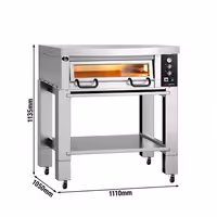 Electric Deck Pizza Oven Power - Single Deck - Refractory Stone Deck - 4 x Ø 34cm (13") - Mechanical Controls - up to 450°C - incl. Hood & Base frame