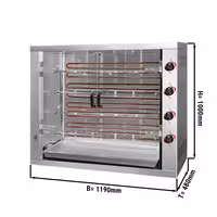 Commercial Electric Chicken Rotisserie Oven - 19.2kW - with 4 Skewers for up to 24 chickens