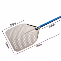 Lopata za pizzu - AZZURRA - anodizirani aluminij - ojačana lopata - 330x330 mm - perforirana - drška aluminijska