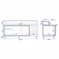 Stół przygotowawczy ECO – 2020 mm – na 10x GN 1/3 – z 3 drzwiami