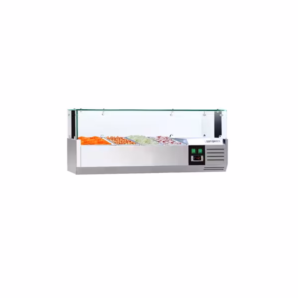 Nadstawka chłodnicza do na dodatki PREMIUM - 1200x395mm - 3x GN 1/3 + 1x GN 1/2 - z oświetleniem LED