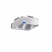 Commercial Wall-Mounted Extractor Hood with Motor - 1200mm - with Speed Controller, Baffle Filters & Lighting