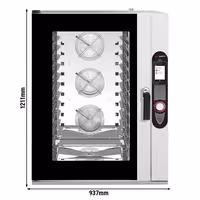 Commercial Electric Combi Oven- Digital Controls - Time, core & cavity temperature with humidity indicator - 12x GN 1/1 - incl. Automatic washing system