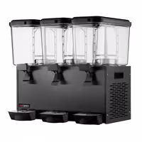 Commercial Juice Dispenser - 3x polycarbonate tanks with tap & paddle agitation - 3x 18 Litres - 700W - Black - incl. drip tray